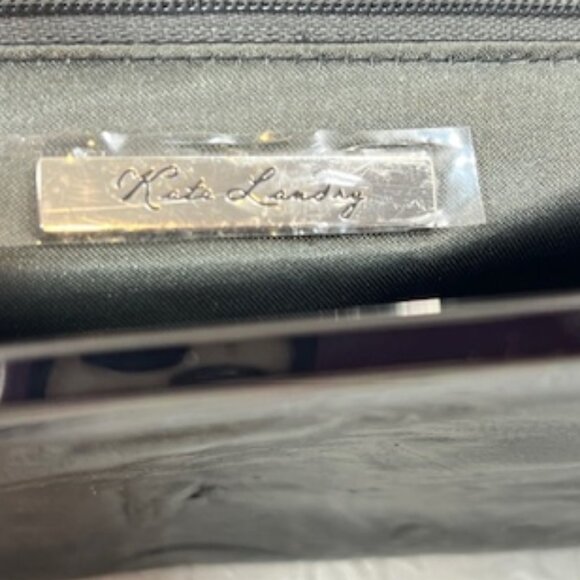 KATE LANDRY Sparkly Gray Evening Clutch Bag Purse w/Chain Strap 11"x5" - Picture 5 of 15